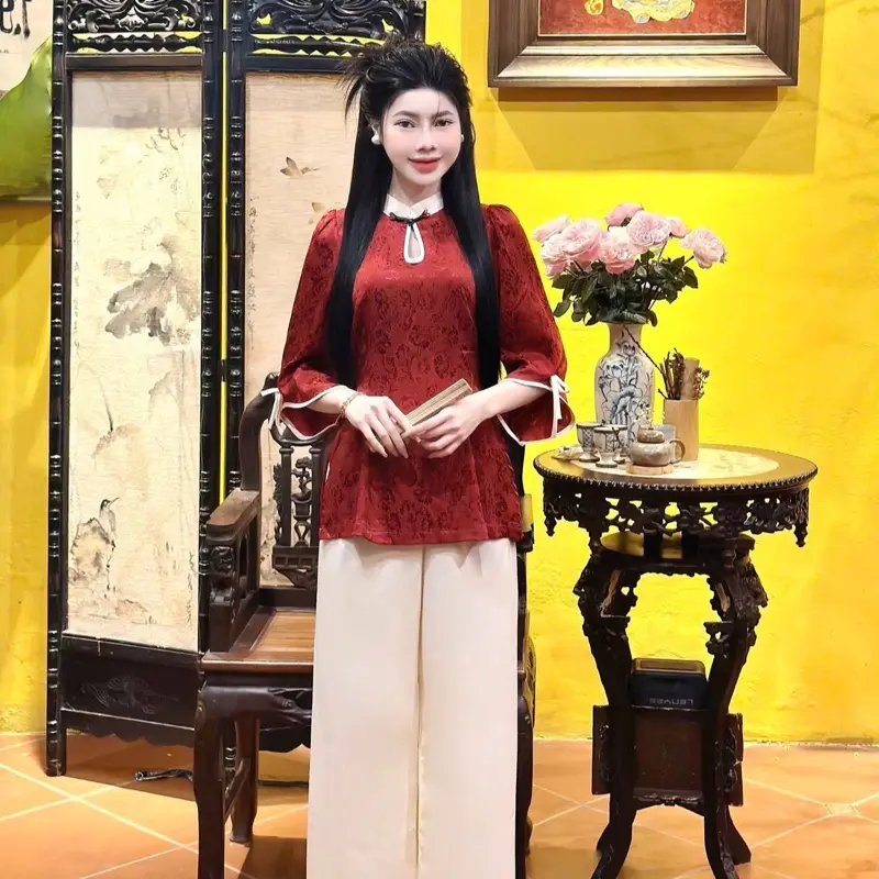 Mẫn Hoa-Pháp Phục Việt Ngọc Minh Châu/Bộ quần áo đi chùa Nữ 6