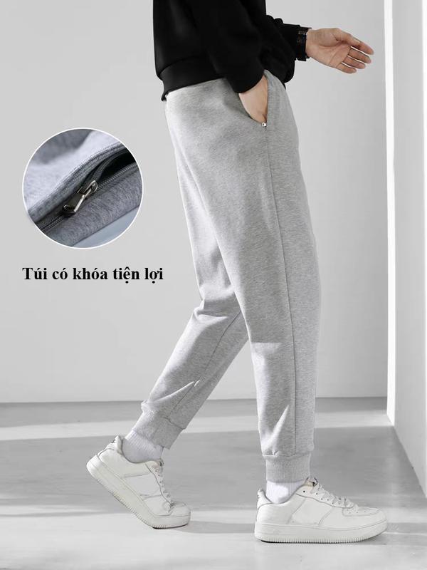 Quần Nỉ Jogger Nam Nữ Unisex Basic, Quần Thun Ống Rộng Vải Co Giãn Cạp Chun Bo Gấu Halstore – QD03