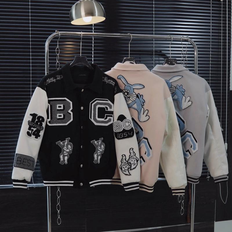 Áo Khoác Dạ Bomber Nam Nữ THEBESTCLOTHES Hình Thêu 2 Lớp dày, Tay Phối Da Cao Cấp Fom Sơn Tùng Mặc