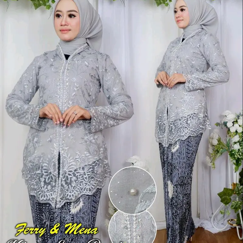 Setelan Kebaya Wisuda | Kebaya Encim Payet Tile Mutiara | Kebaya Kondangan | Lamaran | Tunangan | Pager Ayu | Kebaya Sambut Besan | Kebaya Melayu | Kebaya Wanita | Kebaya Elegan 4