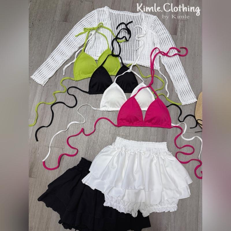 Product Introduction of Outfit Đi Biển Hottrend Áo Bra Bikini Mix Chân Váy Tầng Dáng Ngắn Siêu Xinh (có mút) Freesize: Dưới 53kg (cao dưới 1m6) 5