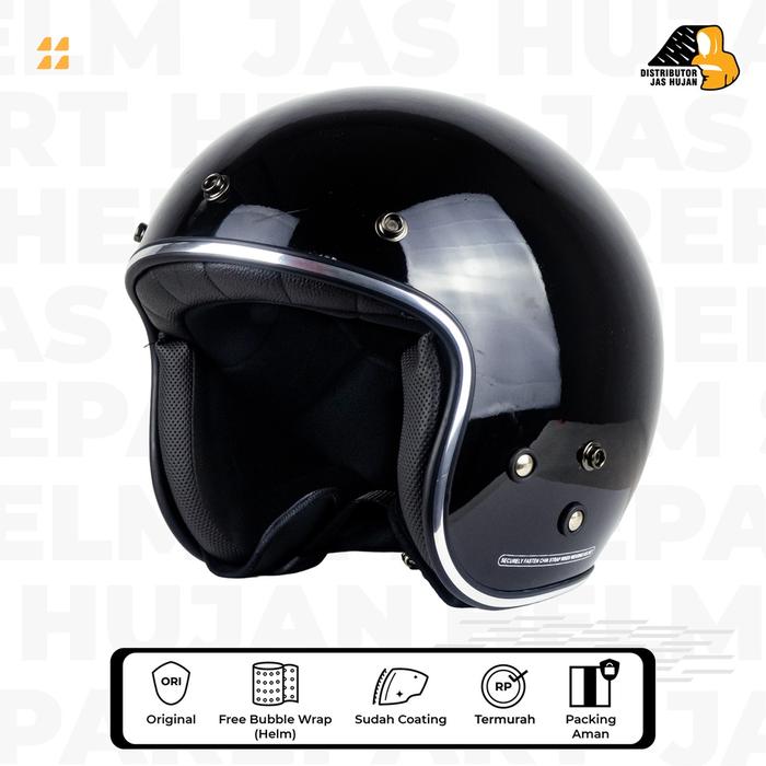 Gambar Helm Bogo List Chrome Black Glossy Custom - helm saja dari HelmPro Kota Bandung Tokopedia