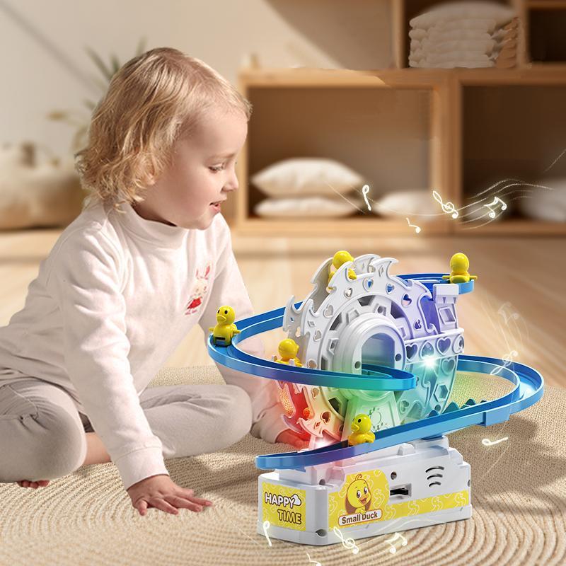 Electric Slide Track Toy, 1 Box Ferris Wheel Electric Ladder Track Toy with Light & Music, Duck Automatic Queue Crawling Slide Track Toys for Gifts 1