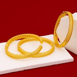 Gelang Tangan Wanita, Rekaan Terbuka, Fesyen Timur Tengah, Reka Bentuk Mudah, Berkilat, Corak Berongga, Gelang Dubai, Hadiah Emas Perak