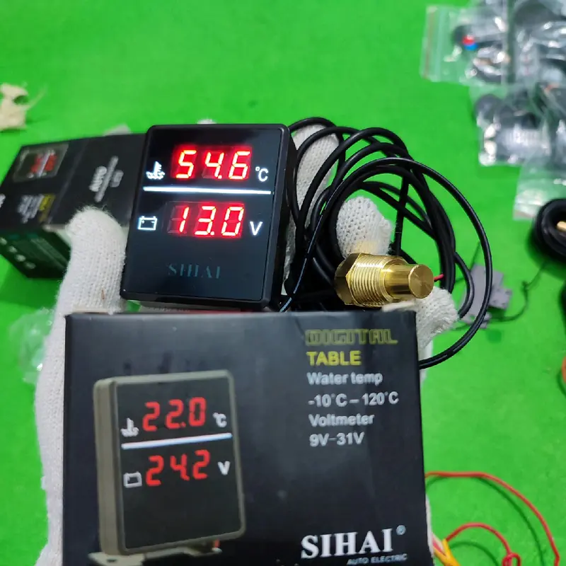 đồng hồ báo nhiệt độ động cơ, báo ắc quy 2 chế độ 4