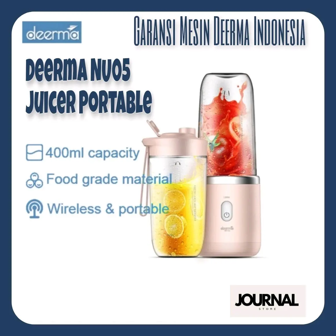 Deerma DEM-NU05 Blender Portable Electric Juicer 400ml Mixer Garansi Resmi
