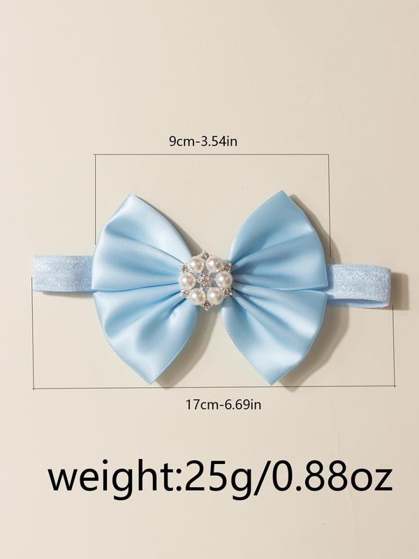 Cute Bowknot Design Baby Hair with Faux Pearls Decor, Fashion Solid Color Baby Hair Accessories for Baby Girls & Boys 2