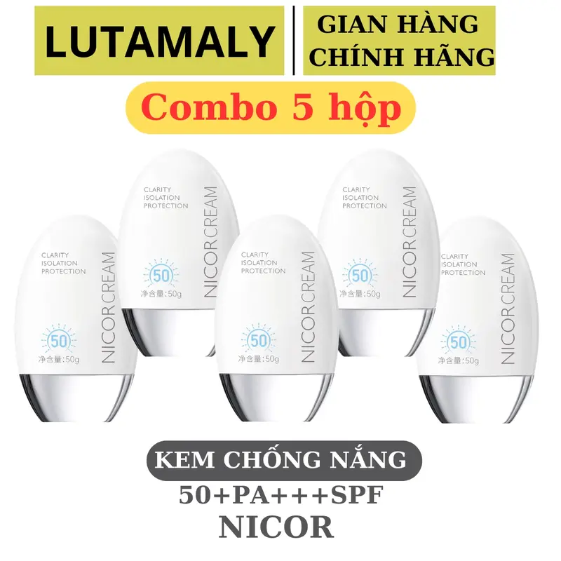 Combo 5 kem chống nắng Nicorcream, kem chống nắng dưỡng ẩm, nâng tone da, kem chống nắng SPF 50+-LUTAMALY Sunscreen Skincare  Dành Cho Nam,Nữ 0