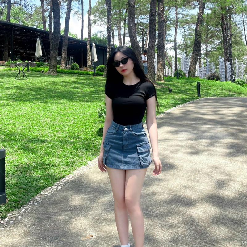 Wan Vn Chân Váy Jeans Chữ A Nữ Ngắn Túi Hộp Basic Có Lót Trong Tôn Dáng Cạp Cao Ôm Eo Quần Bảo Hộ lửng Women Khuy bò 2