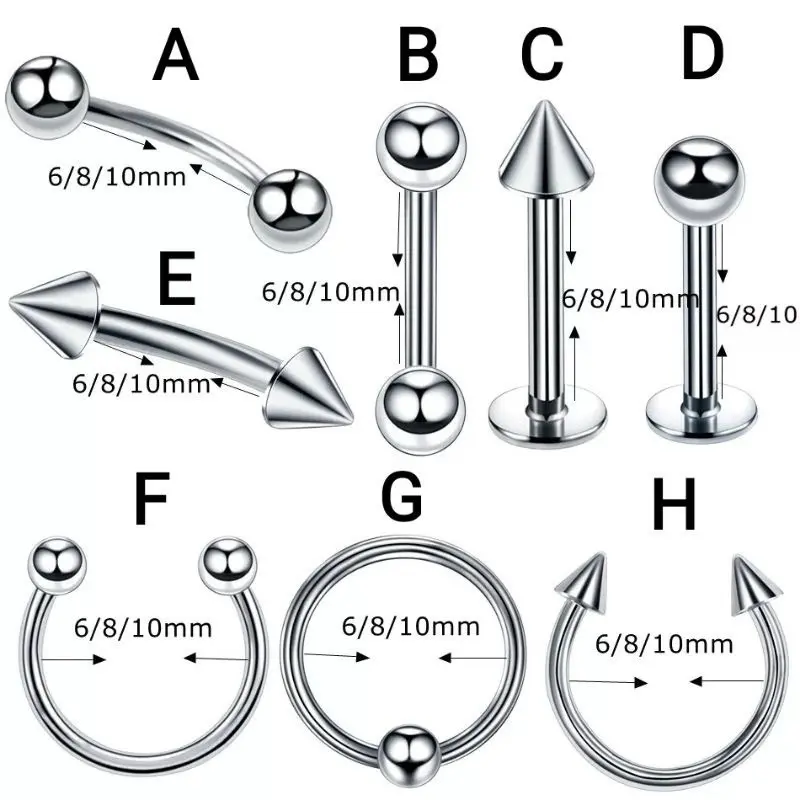 New Promo - Body piercing putih-anting bibir-anting alis-anting helix-anting barble tragus bisa COD harga per 1 pics
