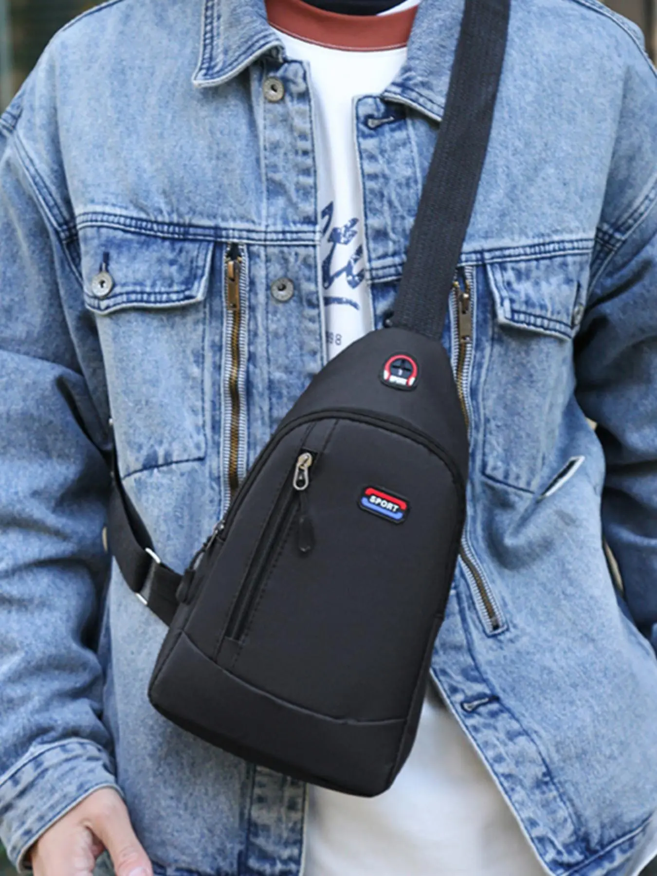 Men's Casual Plain Oxford Sling Bag, Fashionable Waterproof Chest Bag for Daily Used, Casual Trendy Versatile High-quality Daily Commuting Bag