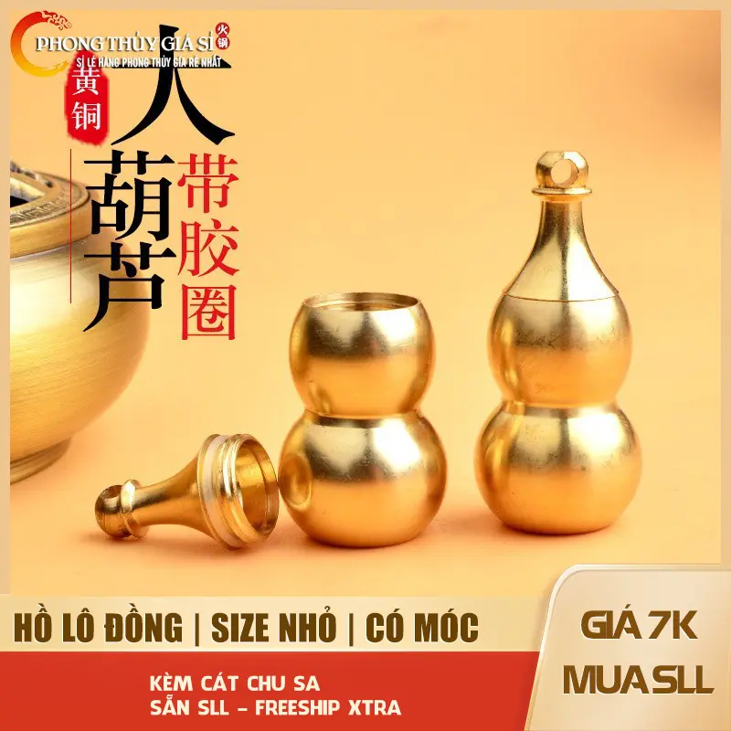 Hồ lô phong thủy bằng đồng thật, size nhỏ phong thủy may mắn