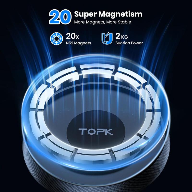 Product Introduction of TOPK Car Dashboard Phone Holder, 360° Rotatable Car Phone Holder with Magnetic Suction, Universal Car Interior Accessories for iPhone 15 14 13 Pro Max 2