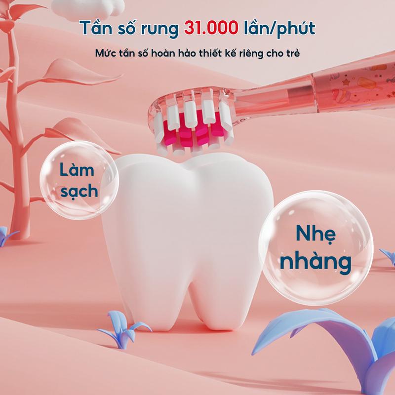 Bàn chải điện trẻ em treVi Kids đầu lông bàn chải mềm mại an toàn cho bé [BẢO HÀNH 12 THÁNG] + Qùa tặng bí mất bàn  chải banchai  dien 2