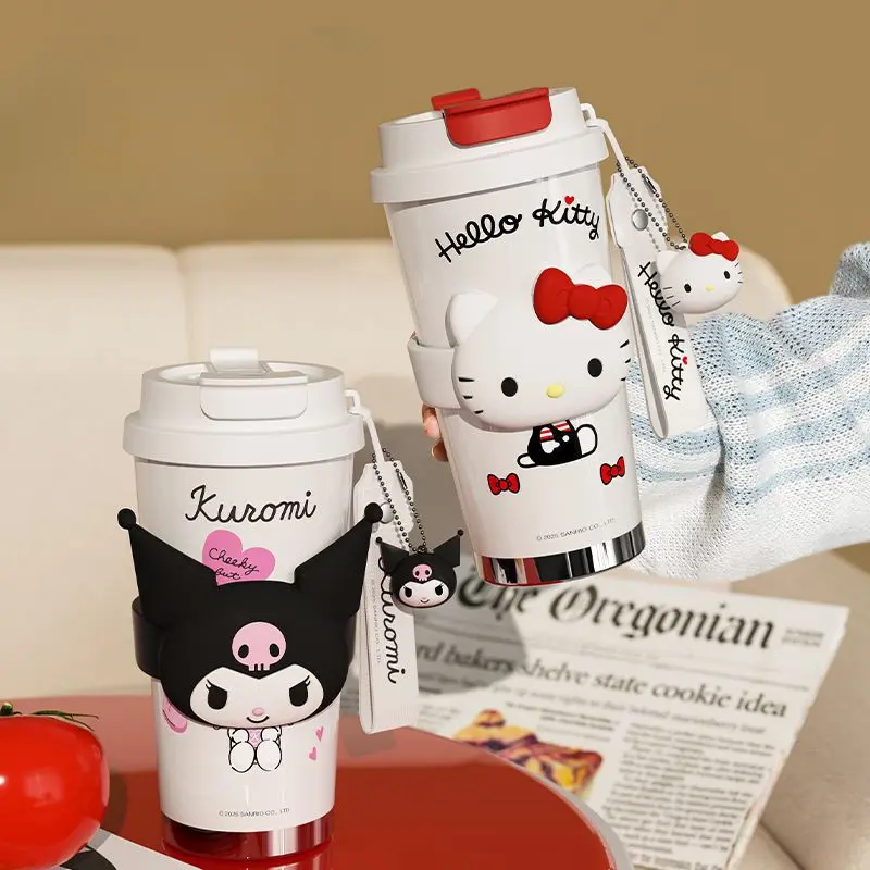 Cốc Giữ Nhiệt, HelloKitty Và Ngôi Sao, Thiết Kế Khớp Nối, Dung Tích 520ml, Thích Hợp Cho Bé Gái, Cốc Cà Phê, Chai Nước Kulomi, Có Ống Hút, Lớp Lót Tráng Gốm