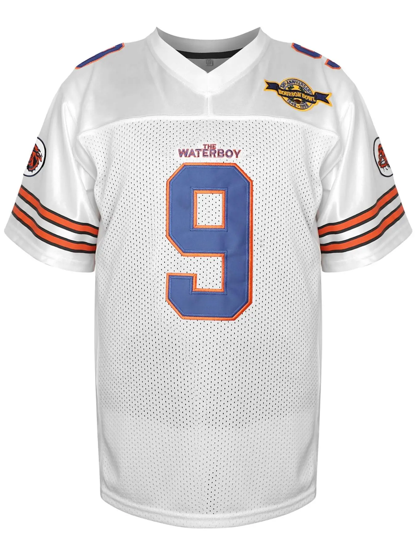 Men's Letter & Number & Striped Pattern Contrast Mesh American Football Jersey, Loose Casual Short Sleeve V Neck Football Top for Daily Wear, Men's Sportswear for All Seasons