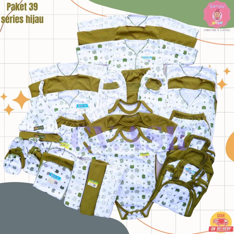 39Pcs Paket Brojol Perlengkapan Lahiran Komplit Baju Celana Bedong Bayi Baru Lahir Usia 0-4 Bulan Baby Gift Set 5