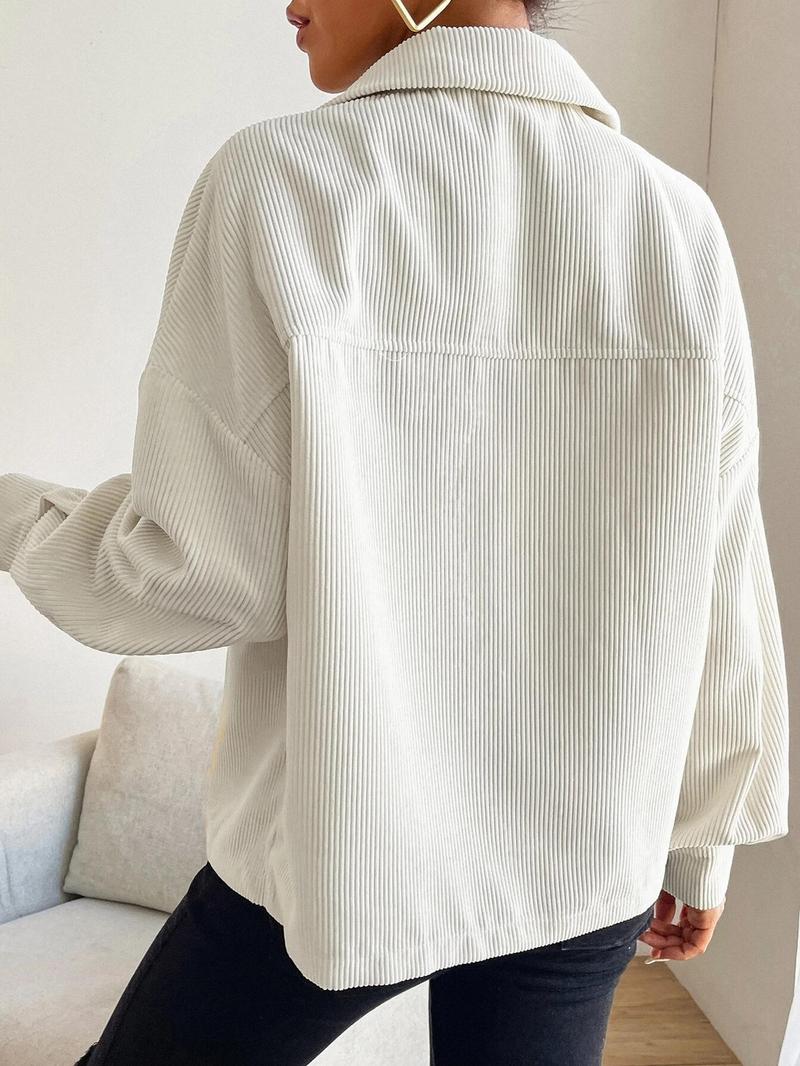 Product Introduction of Women's Solid Color Button Front Jacket, Casual Long Sleeve Outerwear for Spring & Fall, Ladies Clothes for Daily Wear Womenswear Coats 2