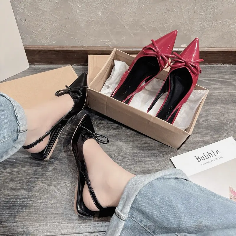 Sandal mũi nhọn nơ xinh đế bệt 5