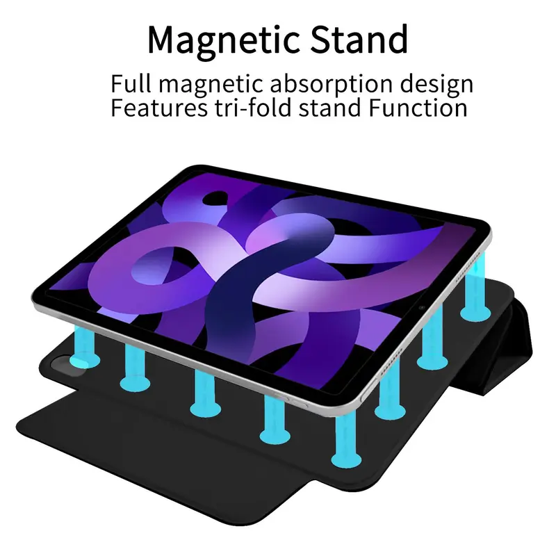 Magnetic Tablet Case, 1 Count Smart Foldable Magnetic Case, PU Leather Cover Case with Pencil Slot, Tablet Cover Cases Compatible with iPad 10th 8
