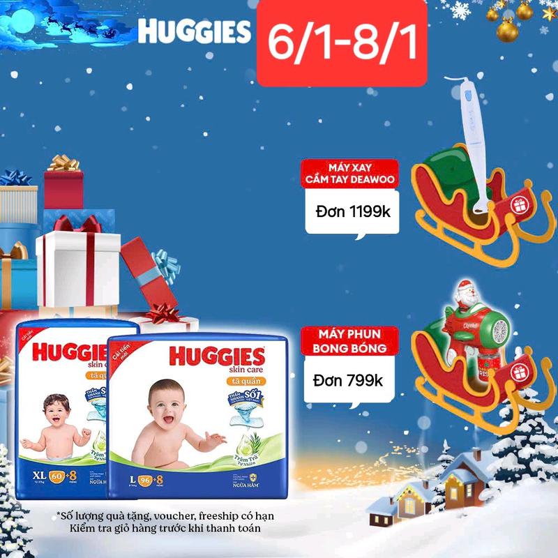 Huggies Skin mẫu mới 2024(M106/L104/Xl88/Xxl 80) Bỉm Cho Bé