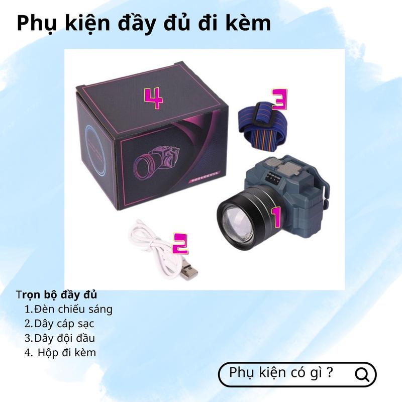 [LOẠI MỚI] Đèn pin đội đầu siêu sáng,  pin liên tục 8h ~ 12 tiếng , thu/tỏa dễ dàng, chống nước mưa pin  đèn đèn pin  đội đầu den  pin led dendo ida sieu sang 7