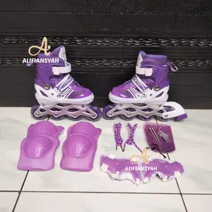 sepatu roda inline skate set pengaman tangan sikut lutut bisa sepatu roda anak Outdoor