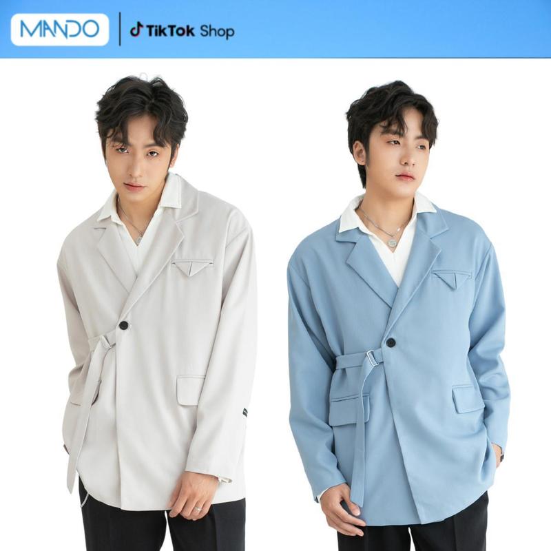 BLZ007 Áo Khoác Blazer  Nam MANDO Menswear Dài Tay Chất Vải Tuyết Mưa Form Rộng Trơn Kiểu Dáng Basic Thời Trang Hàn Quốc