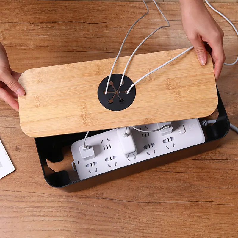Hộp lưu trữ Cáp bằng gỗ, Hộp lưu trữ dây điện, Chống bụi, Bộ Sắp Xếp ổ cắm bộ sạc, Hộp đựng dây, Bộ Sắp Xếp cuộn dây cáp gia đình Lắp Ráp