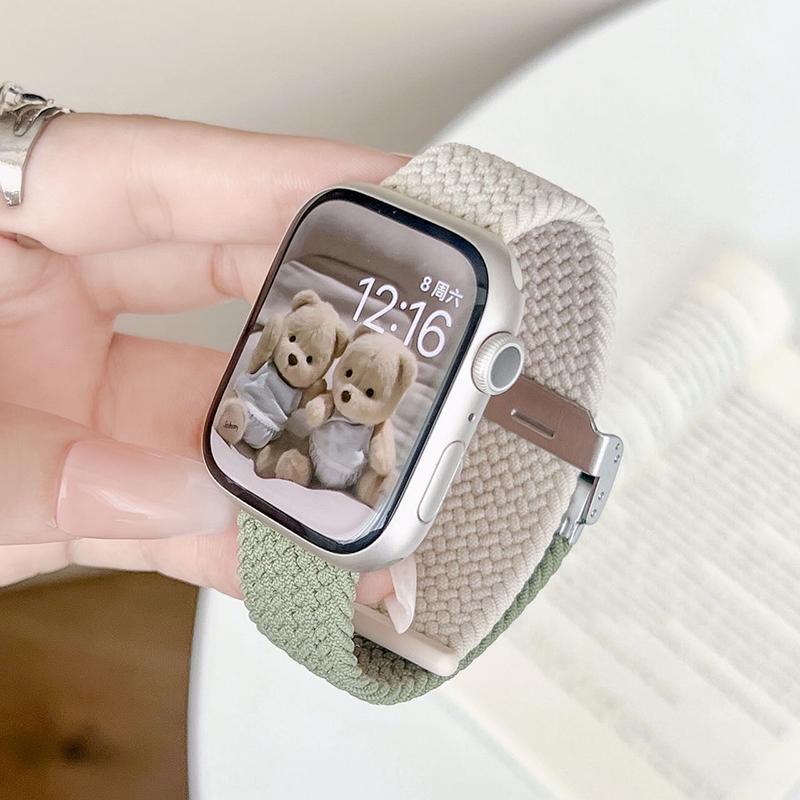 ห่วงถักเดี่ยวสำหรับ Apple Watch สายรัดพิเศษ 49 มม. 40/44/45/41/42/38 มม. สร้อยข้อมือเข็มขัดไนลอนยืดหยุ่นสำหรับ iWatch series 7 3 se 6 8 4