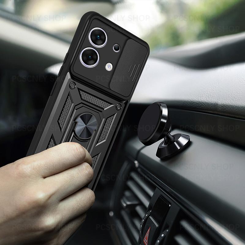 Product Introduction of Shockproof Case For Xiaomi Poco X6 Pro 5G Armor Casing Camera Slider Protection Ring Holder Phone Cover 9