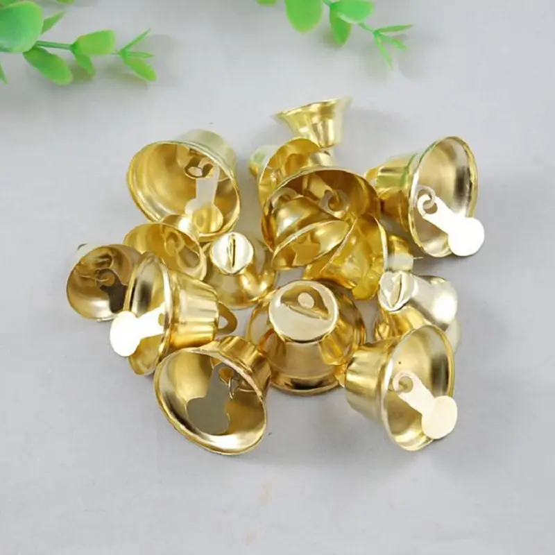 [XKQ]10-50mm Gold  bells ornaments trumpet mini Jingle Bells Christmas Decor