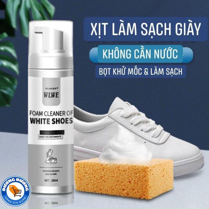 Chai Xịt Tạo Bọt Vệ Sinh Giày Sneaker WLWE 200ML Không Cần Giặ Cao Cấp - Bình Xịt Bọt Tuyết Giặt Khô Giày - Dung Dịch Vệ Sinh Giày
