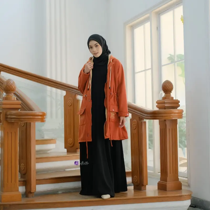 Jaket Outer Hijabers by Alietha | Jaket Muslimah Panjang | Jaket Babyterry Murah Wanita Basic 5