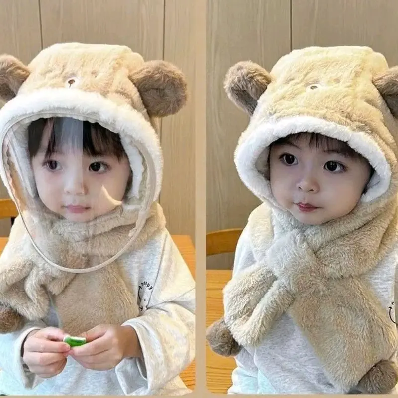 Mũ lông cừu trùm đầu kèm kính, chống gió, che tai 3 in 1 chống lạnh cho bé 1