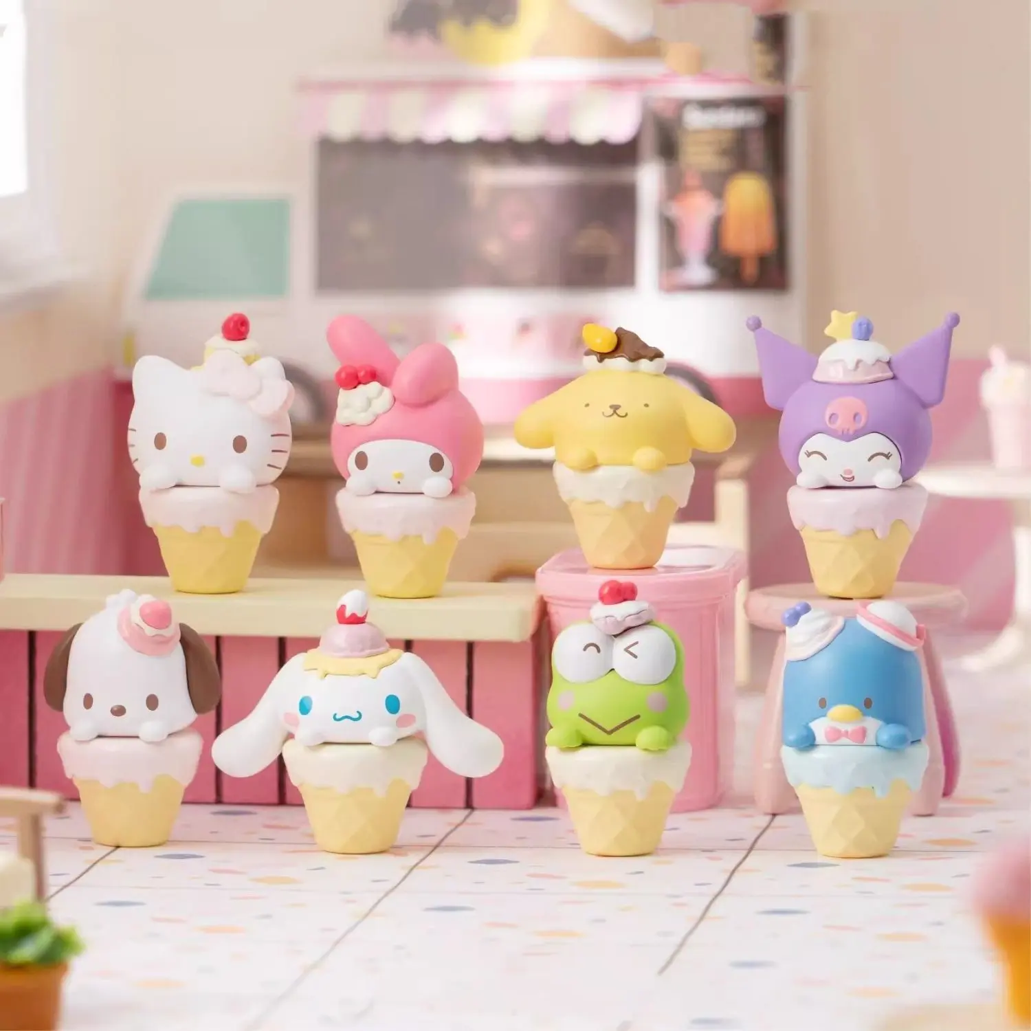 Sanrio Cone Mini Blind Bag Blind Box Ice Cream Clow M Ugly Fish Cinnamon Dog Doll Desktop Decoration Gift la bubu