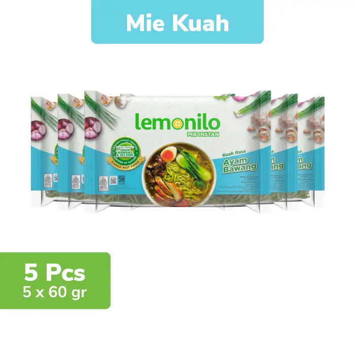 5 Pcs Lemonilo Mie Instan Kuah Ayam Bawang 60g