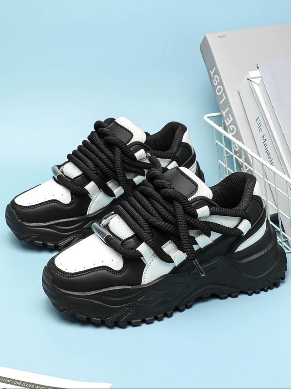 Fashionable Colorblock Lace Up Low Top Sneakers, Casual Breathable Comfortable Sports Running Shoes, All-match Basic Shoes for Daily Wear 4