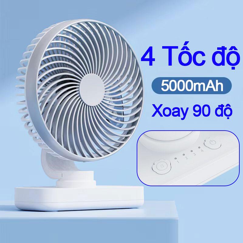 Quạt tích điện để bàn 5000mAh tự động xoay 90° quạt mini để bàn 4 tốc độ mini quạt sạc tích điện 3 màu - Phụ Kiện, Mobile Usb quạt sạc tích điện quạt để bàn mini quạt tích điện quay được quạt cắm usb siêu mạnh quạt tích điện pin trâu