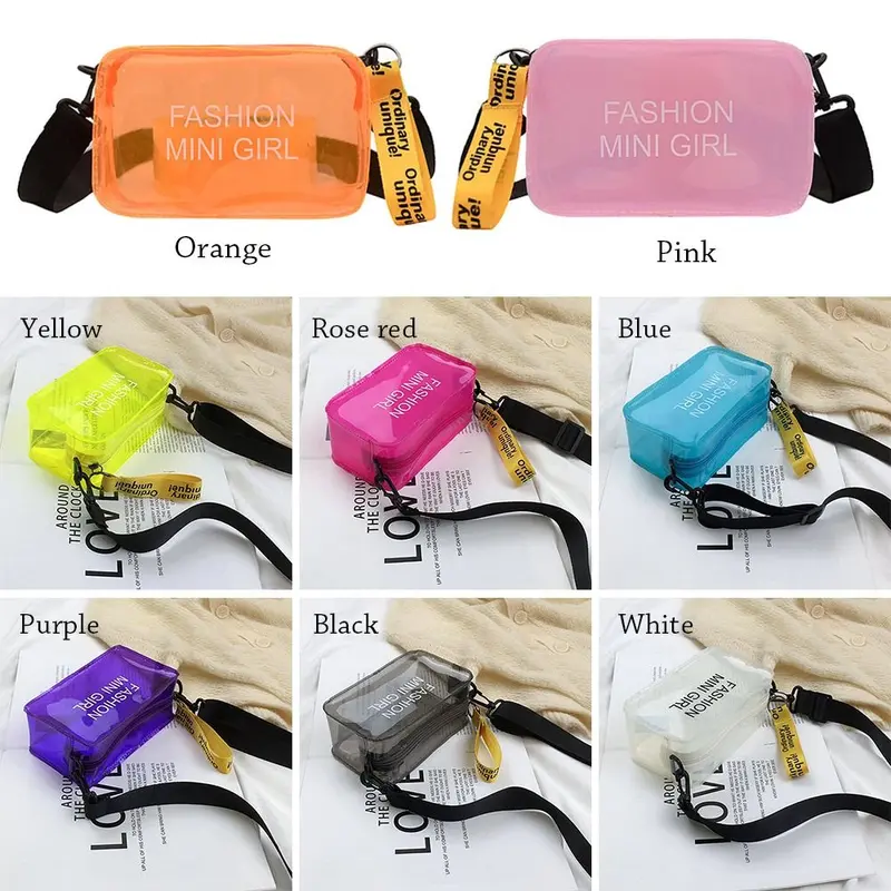 Túi Tote Nhỏ, Thời Trang, Màu Pastel Laser, Chất Liệu PVC, Túi Messenger Đeo Vai Thạch, Túi Đeo Chéo 3