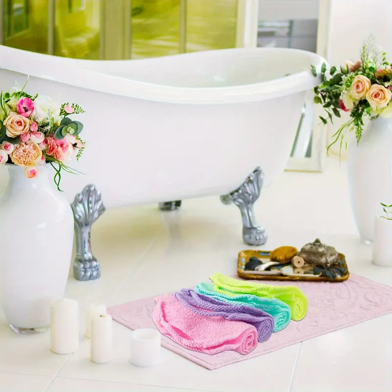 Găng tay tẩy tế bào chết lưng, 4 gói, Nylon co giãn, Vải chà cơ thể hai lớp, có tay cầm, thích hợp để tắm, làm sạch và mát xa da, Vải lau khô nhanh, dành cho nam và nữ 3