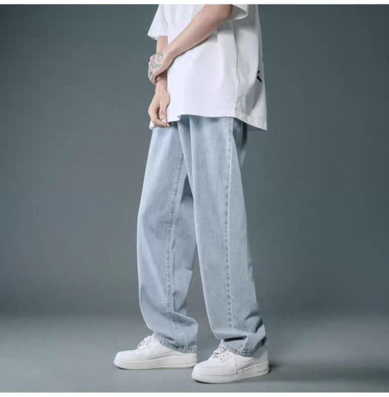 Product Introduction of Trendy Loose Fit Dad Jeans for Men - Korean Style Straight Wide Leg Baggy Pants with Dropped Crotch & Floor Length (Summer 2024 Casual Streetwear) 3