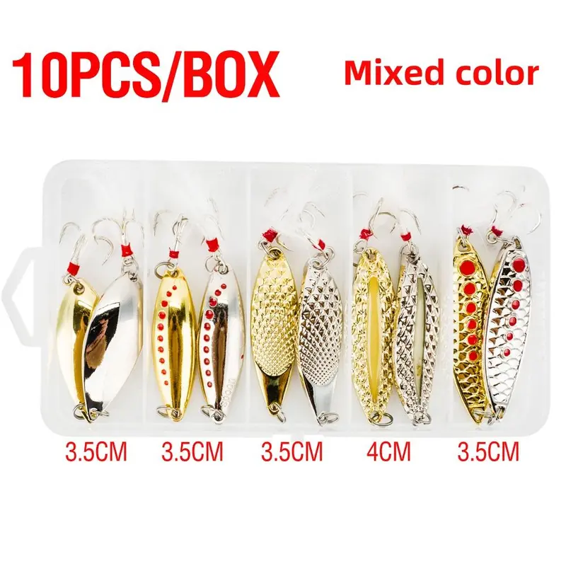 Fishing Lure, 5/10pcs Metal Casting Lure, Slow Jig Luminous Spinner Swim Bait, Hard Artificial Bait Sequin Fishing Lure, Fishing Accessories 5