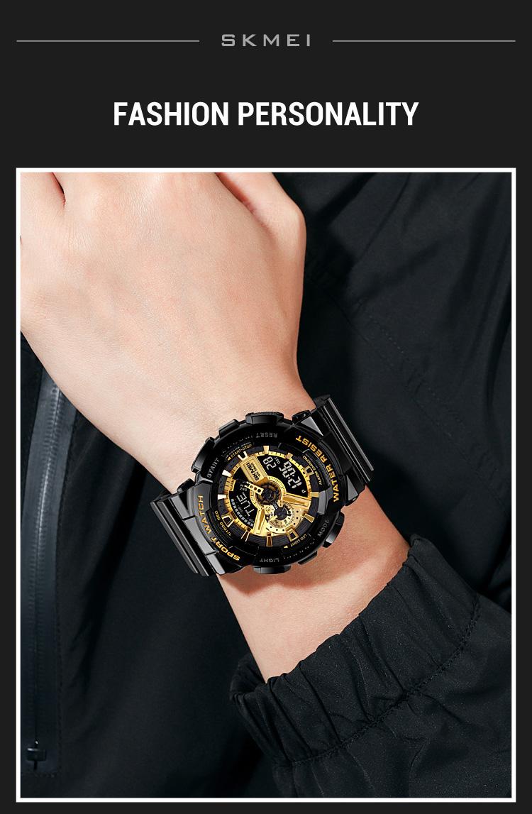 Product Introduction of SKMEI Men Sport Watch Fashion LED PU Waterproof Long Use Digital Watch Elegant Texture Alarm Clock Timing Wrist Watch for Women Man 34 9