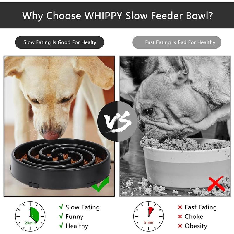 TikTok Shop Slow Feeder Dog Bowls for Large Medium Dog Non Slip Maze Puzzle Bowl Pet Slower Food Feeding Dishes Interactive Bloat Stop Preventing Choking Healthy Dog Bowl Black