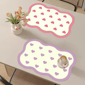 Tatakan Meja Makan Anti Air Love Scallop Warna Pastel Ala Korea Lucu Estetik Placemat Hati Anti Slip