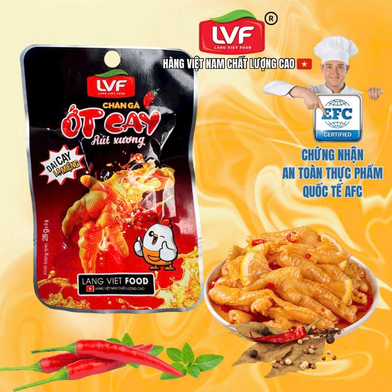 Combo 50 chiếc chân gà rút xương ớt cay của Làng Việt Food thơm ngon mỗi gói 25gr