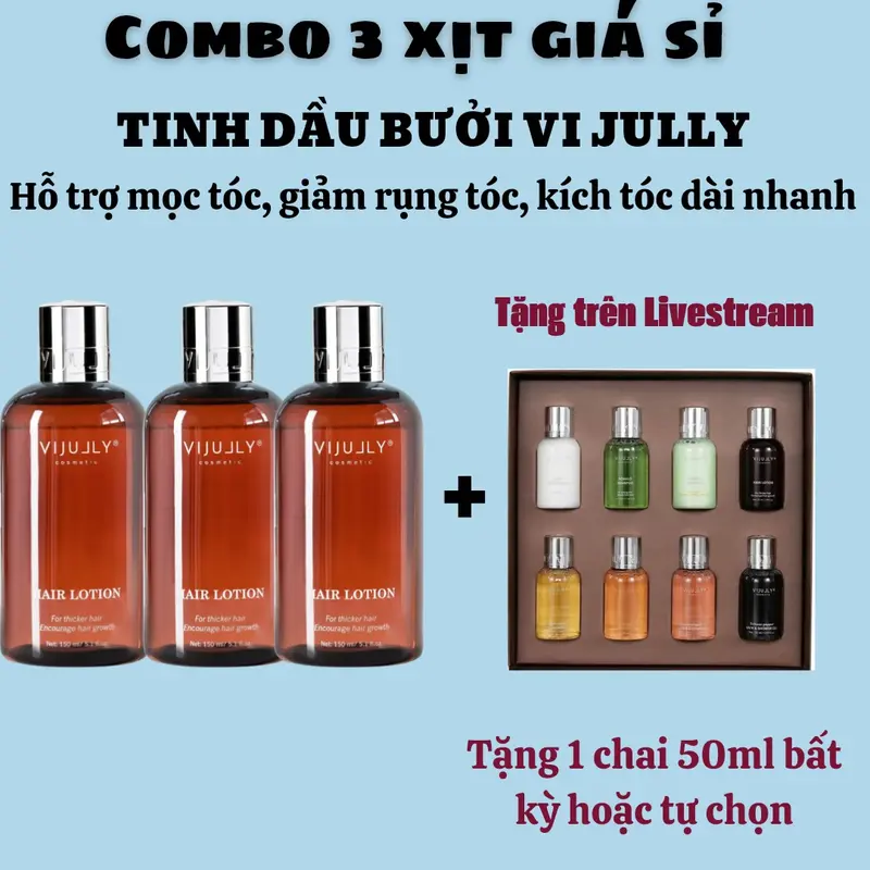 COMBO 3 CHAI XỊT BƯỞI VIJULLY  HỖ TRỢ MỌC TÓC 0