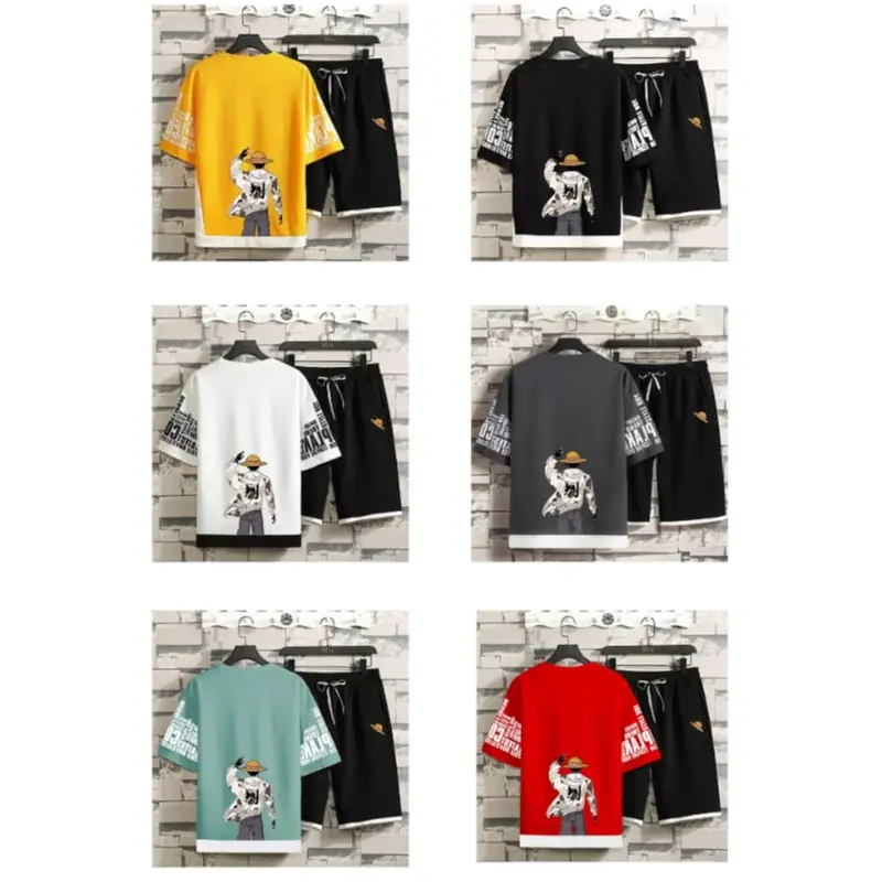 Bisa Cod/Kaos Distro Cowo/Setelan Topi - Setelan Atasan Kaos Celana Pendek/1 set outfit cowok (M-L-XL) 0