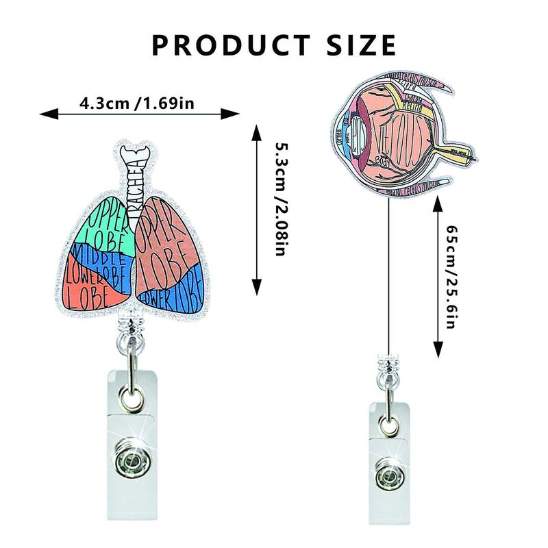 Acrylic Organ Design Badge Holder, 1 Count Retractable Badge Reel, Identification Badges & Supplies for Nurse Nursing Student Name Tag Card 3